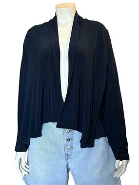 Sympli Ideal Navy Cardigan 14 Draped Open Front Stretchy Crop Made In Canada